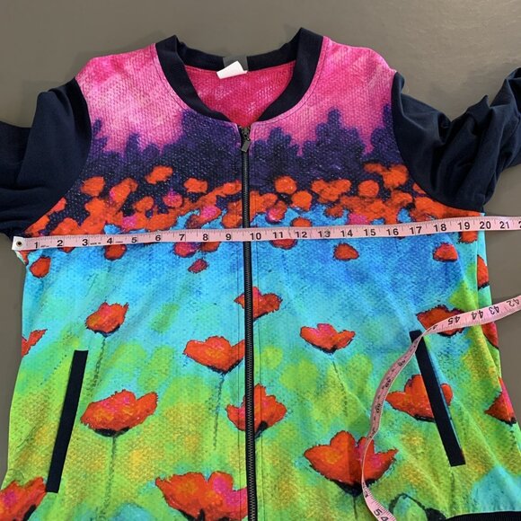 Simply Art By Dolcezza Womens M Jacket Stretch Abstract Print Zip Up Boho Pocket - Picture 10 of 12